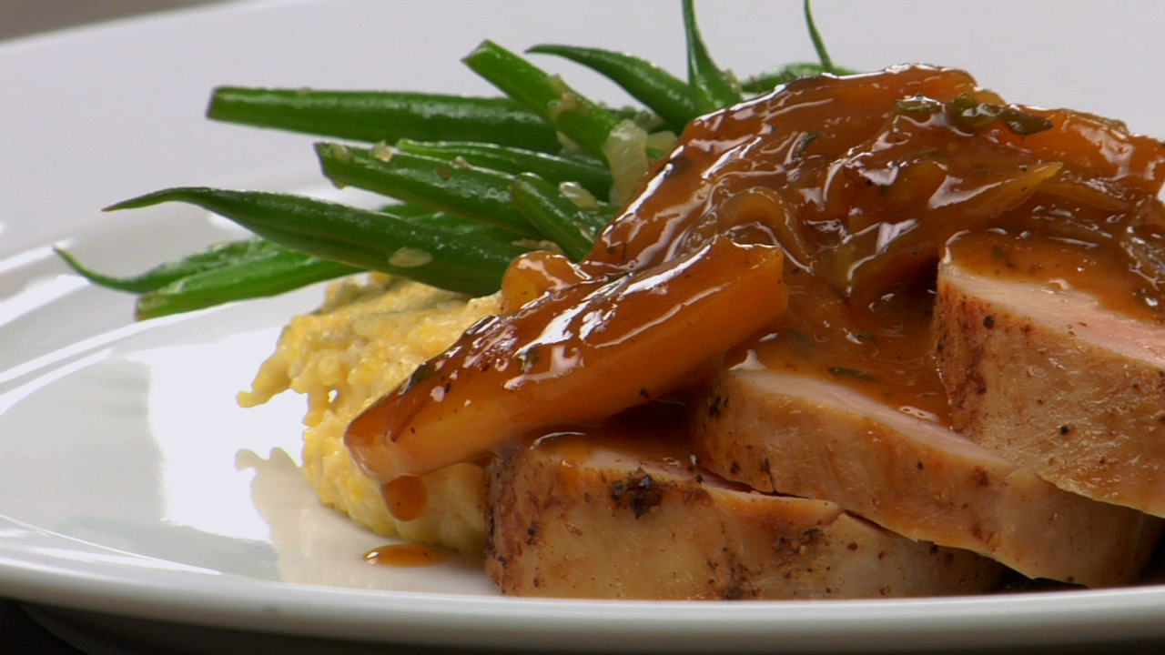 Roast Pork Tenderloin w/ Apple Sage Jus Recipe Text Rouxbe Cooking School