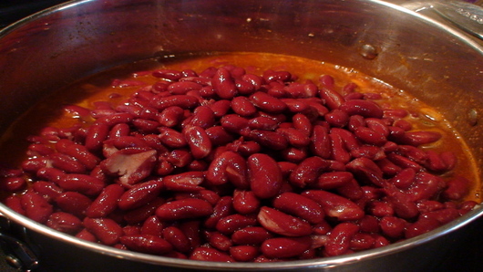 Folding in Beans and Tomatoes
