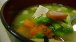 Bacon and Vegetables in Miso Soup 