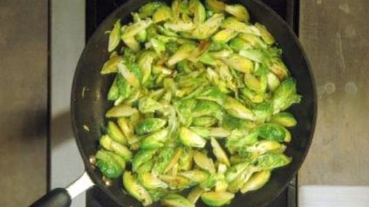 Sautéing the Brussels Sprouts