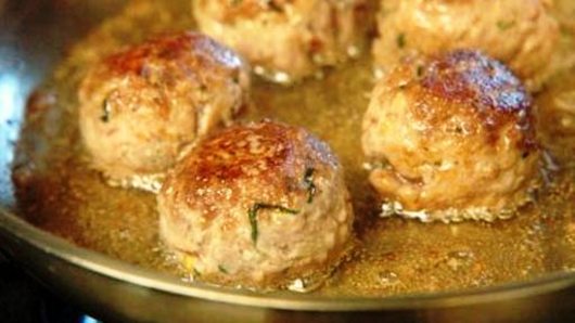 Pan Frying the Meatballs