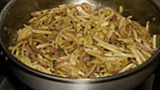 Sweating the onions, fennel and garlic