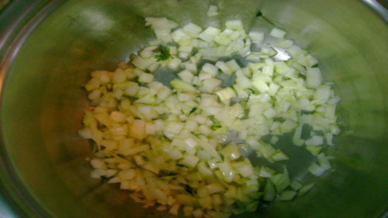 Sauteeing the onions 