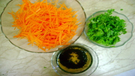 Prepare mise-en-place for carrot salad