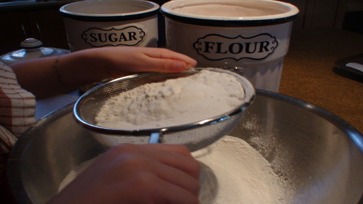 Sifting the dry ingrediants 