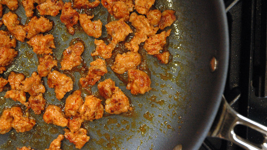 Frying the Chorizo Sausage