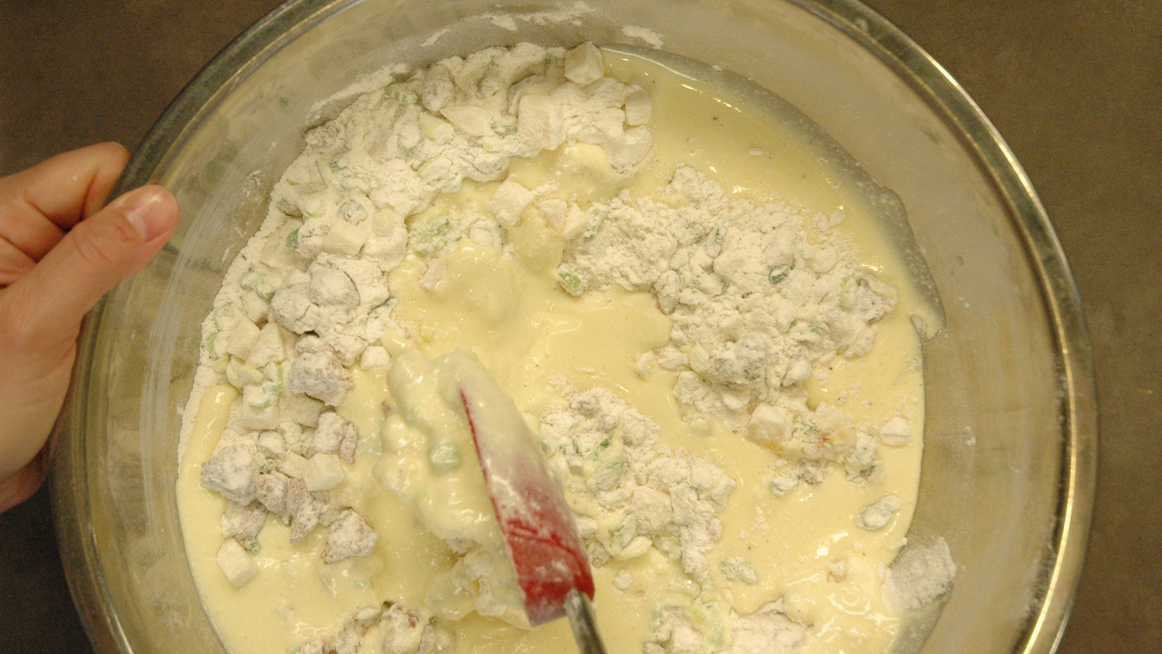 Mixing the Wet Into the Dry Ingredients