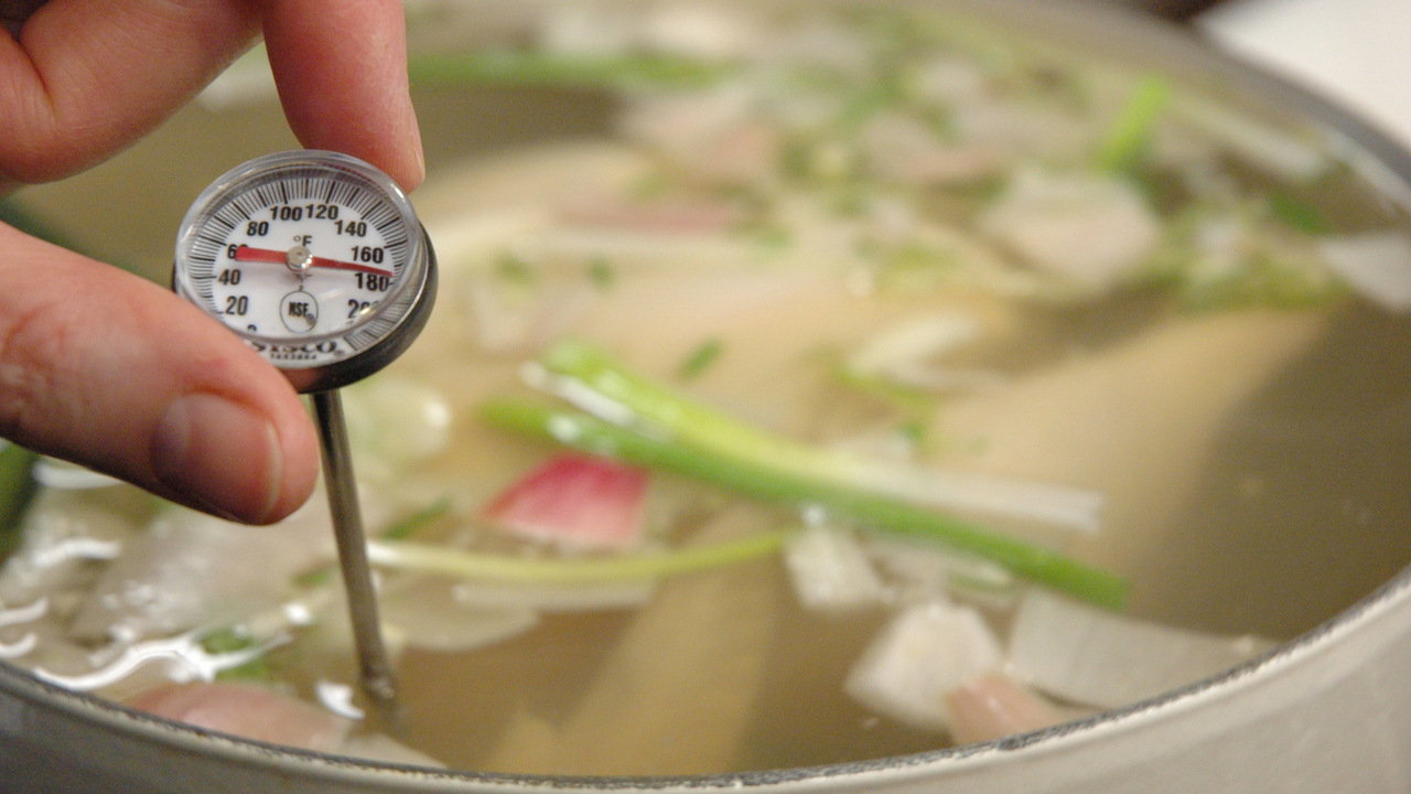 Checking Temperature of Court Bouillon