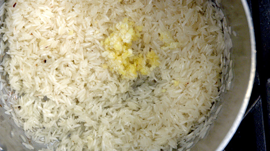 Finishing the Rice Pilaf