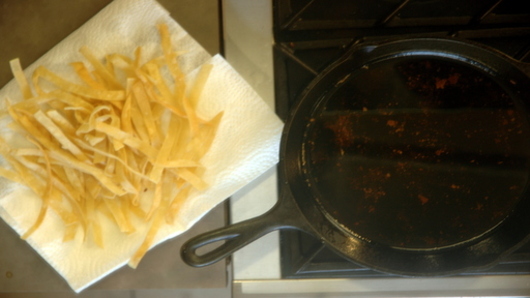 Frying the Corn Tortillas