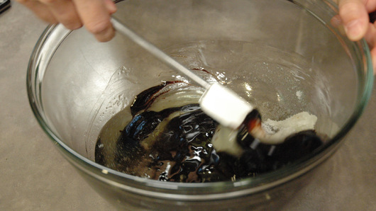 Mixing the Molasses, Sugar and Oil