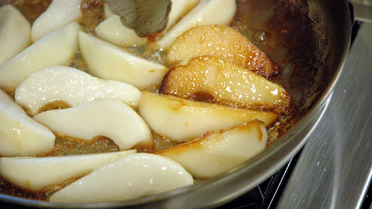 Cooking and Flipping the Pears 
