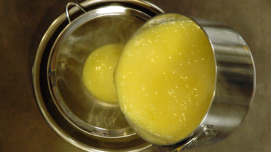 Straining the Lemon Curd