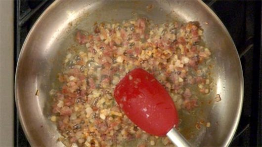 Frying the Pancetta