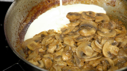 Finishing the Mushroom Cream Sauce