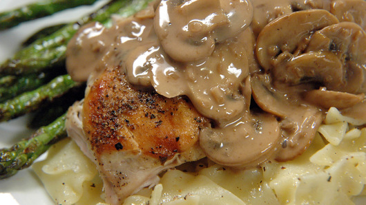 Serving the Chicken & Mushroom Cream Sauce 