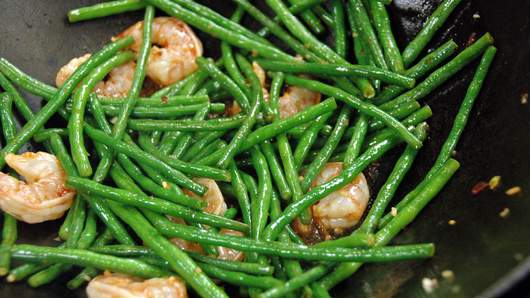 Adding the Shrimp to the Stir-Fry