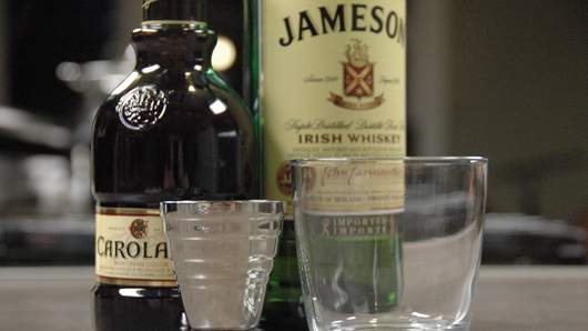 Mixing the Bailey's and Irish Whiskey