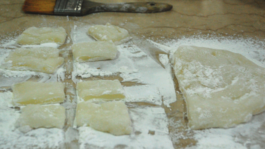 Cutting the Mochi Dough