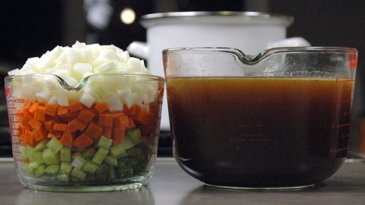 Preparing the Mirepoix for the Soup