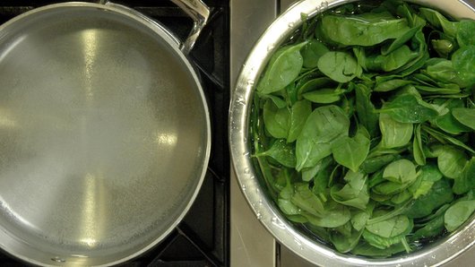 Blanching the Spinach 