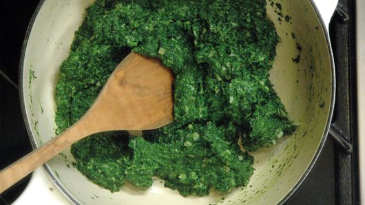 Making the Creamed Spinach