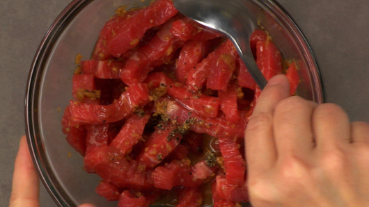 Marinating the Beef