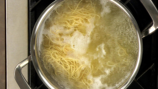 Preparing the Chow Mein Noodles