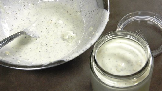 Making the Blue Cheese Dressing 