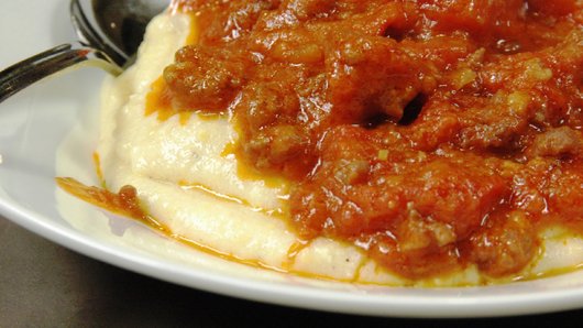 Serving the Polenta and Ragu
