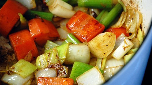 Preparing & Caramelizing the Mirepoix
