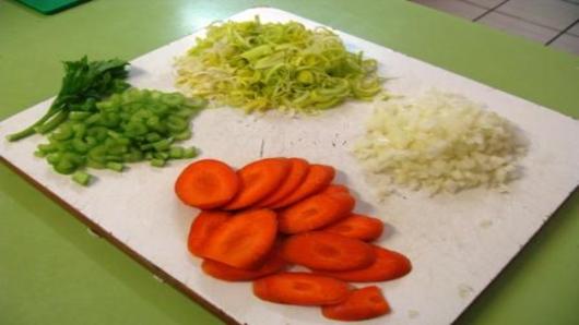 Preparing the mirepoix