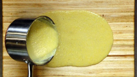 Pouring the Polenta on the Board