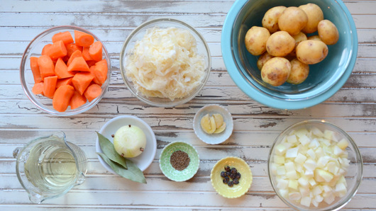 Preparing the Choucroute Garnie 