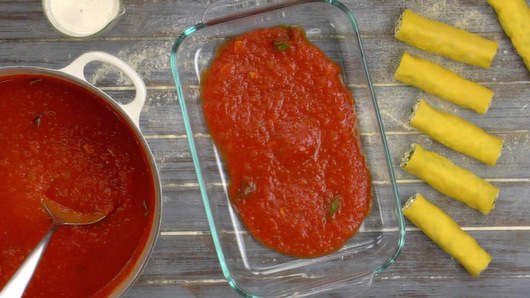 Filling & Baking the Manicotti