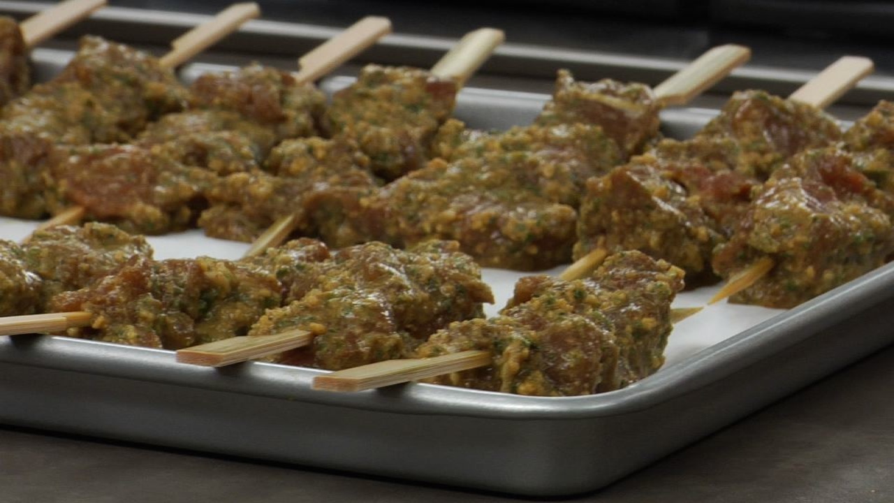 Skewering & Baking the Satays