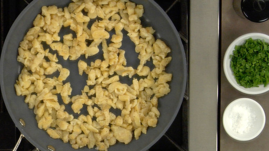 Frying & Serving the Spaetzle