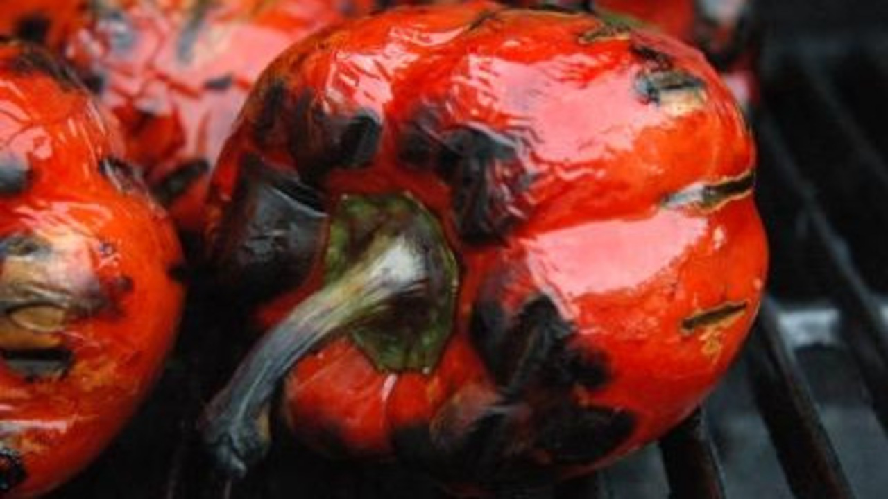 Roasting the Red Peppers