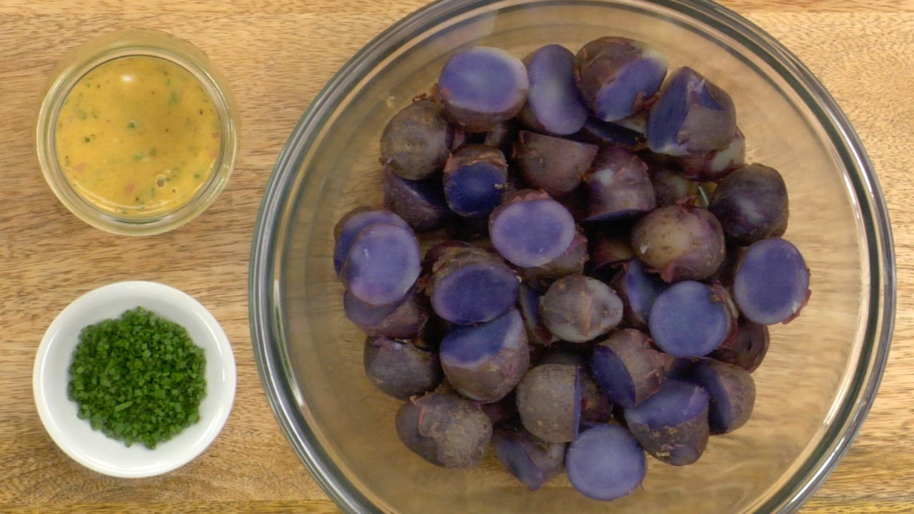 Preparing the Dijon Potatoes