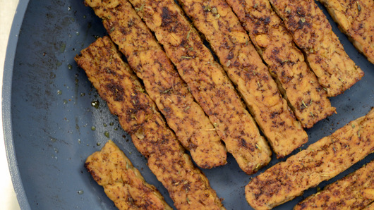Pan Frying the Tempeh