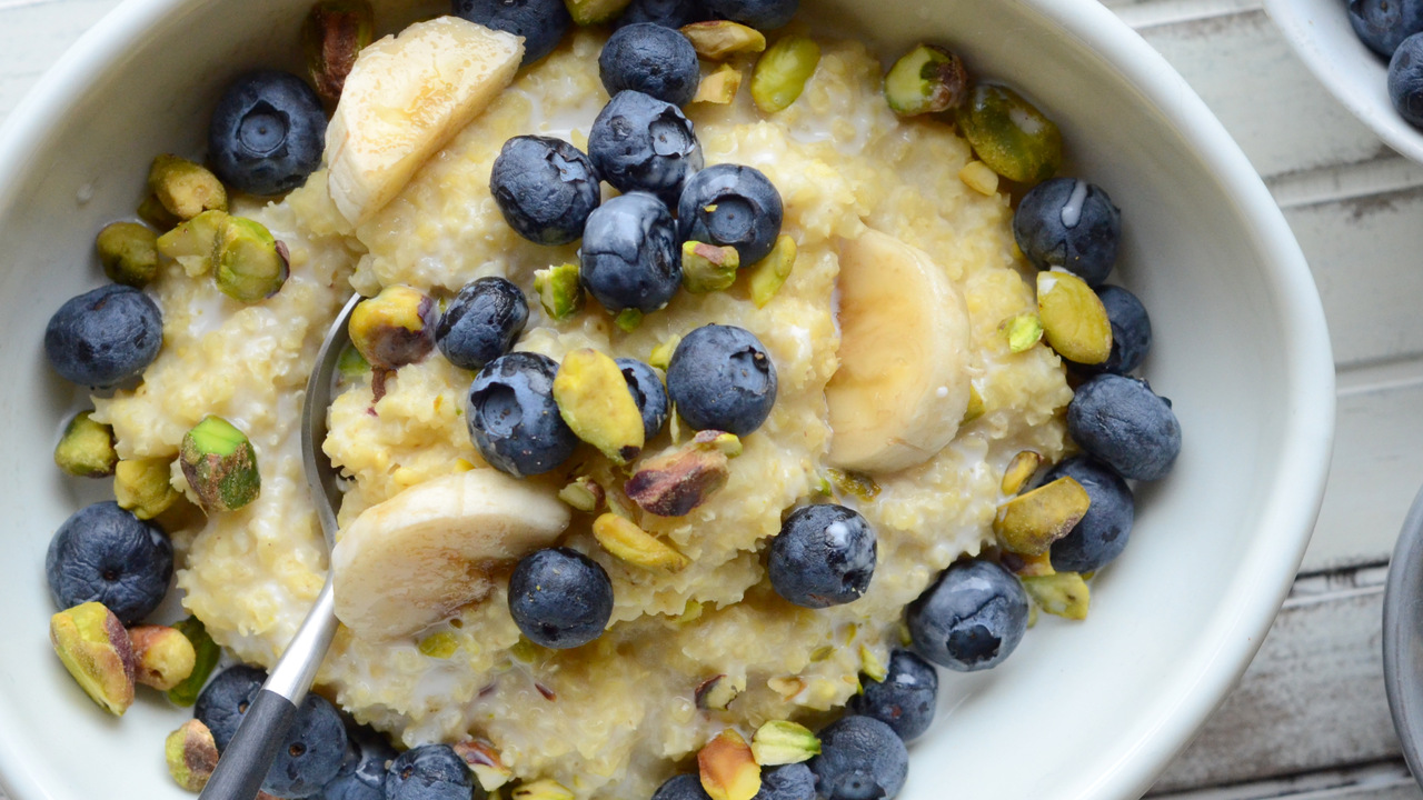 Coconut Millet W/ Blueberries & Toasted Pistachios
