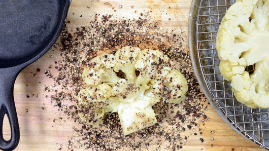 Pan-Searing the Cauliflower 'Steaks' 