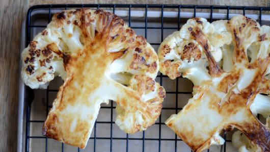 Pan-Searing the Cauliflower 'Steaks'
