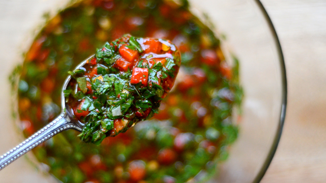 Making the Chimichurri Sauce