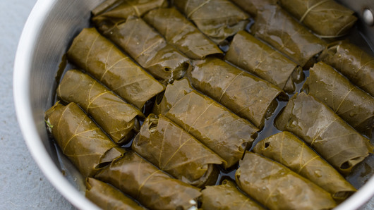 Cooking the Dolmades 