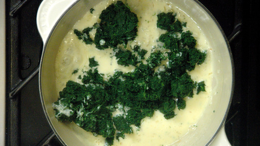 Preparing the Creamed Spinach 