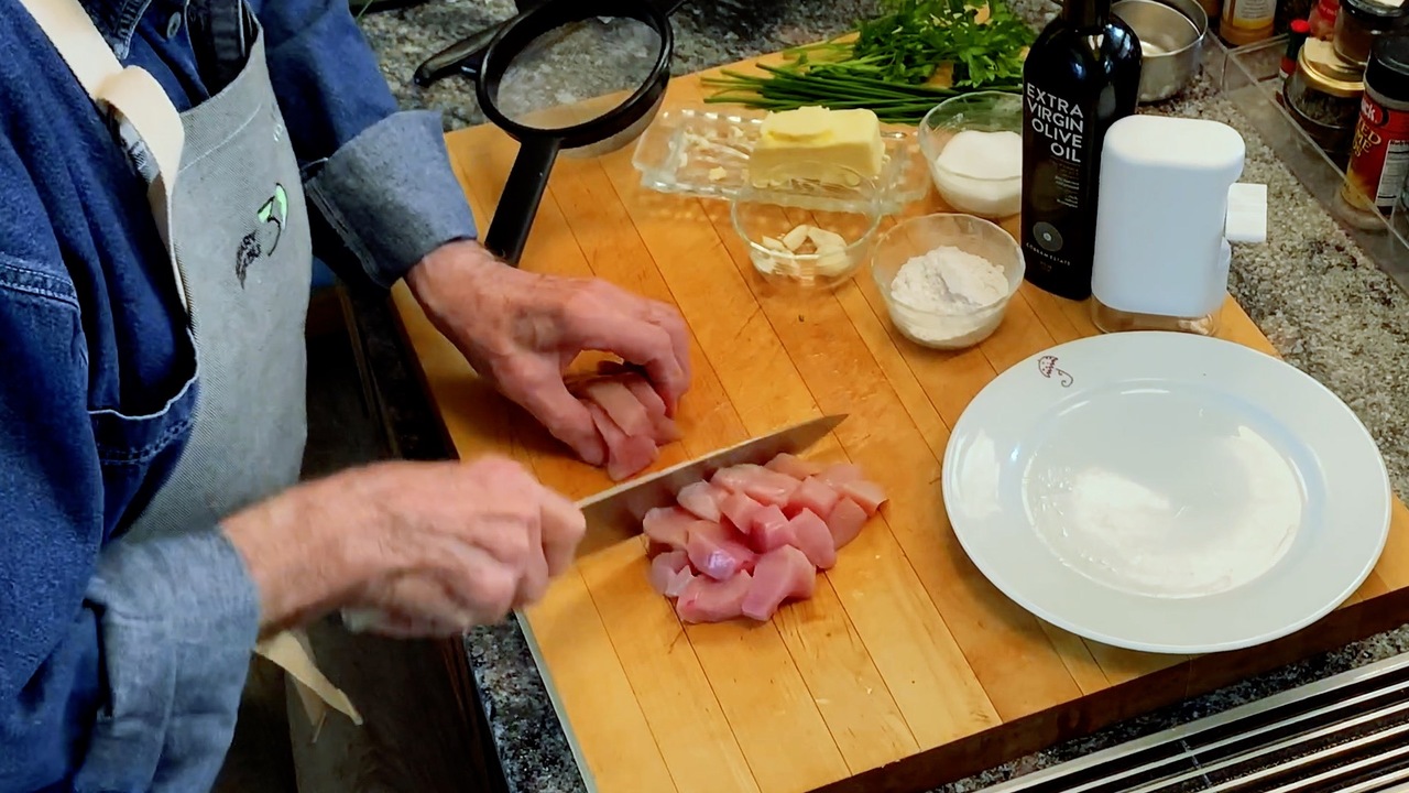 Preparing the chicken