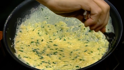 Making the omelet 