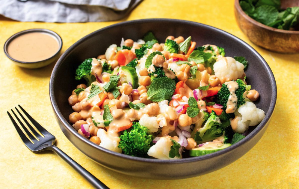 Cauliflower Broccoli Salad With Peanut Dressing