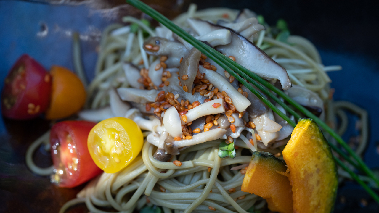 Bean Thread Noodles with Bok Choy and Shiitake Mushrooms